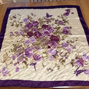 Purple Floral Satin Scarf